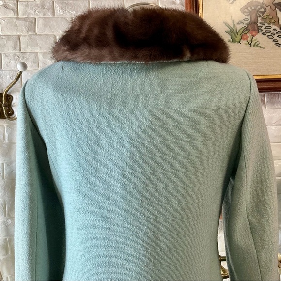 Vintage 1960 Blue Fur Collar Mod Side Button Jacket - Picture 8 of 13